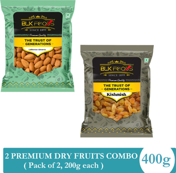 Dry fruits combo 400g pack of Almonds Raisins | kismis badam kishmish