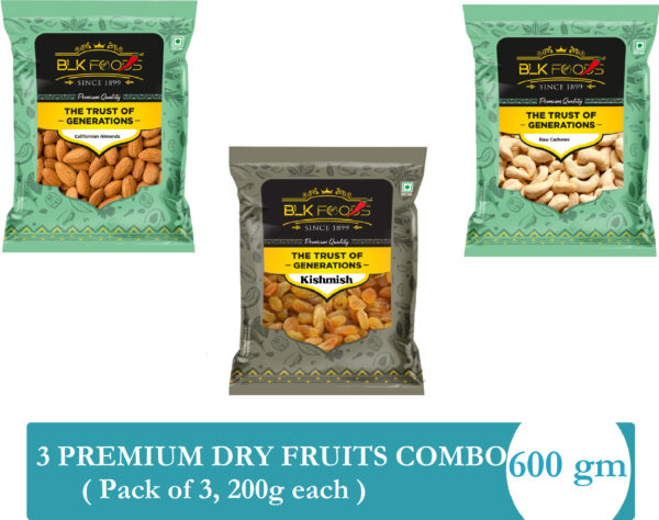 Dry fruits combo pack of Raisins Almonds Cashews | kaju badam kishmish 600g